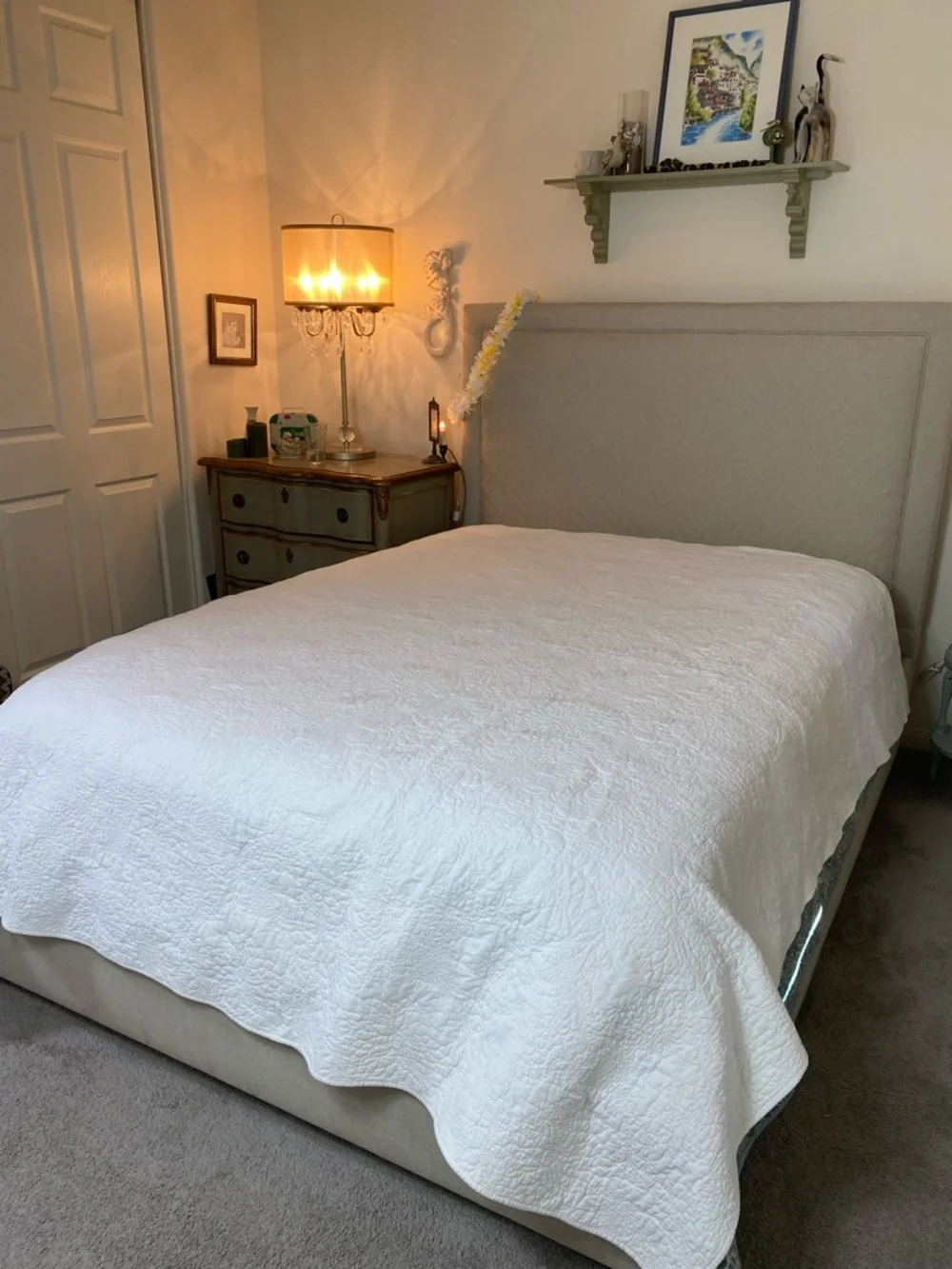 Threshold blue Quilted Bedspread -floral stitching Blue Coverlet